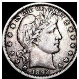 1892 Silver Half Dollar (Barber) NEARLY UNCIRCULAT