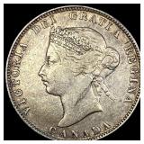 1874-H Silver 25 Cents Canada NEARLY UNCIRCULATED