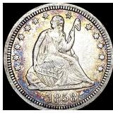 1858 Seated Liberty Quarter NEARLY UNCIRCULATED