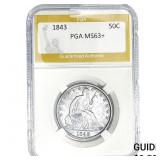1843 Seated Liberty Half Dollar PGA MS63+