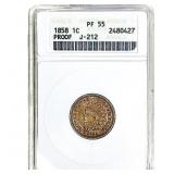 1858 Indian Head Cent ANACS PF55 J-212