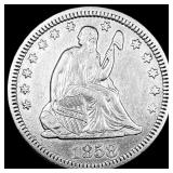 1858 Silver Seated Liberty Quarter NEARLY UNCIRCUL