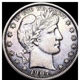 1907-O Silver Barber Half Dollar CLOSELY UNCIRCULA