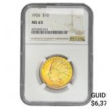 1926 $10 Gold Eagle NGC MS63