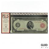 1914 $5 Federal Reserve Note Red Seal PCGS AVF 30
