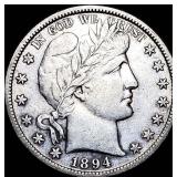 1894-S Silver Barber Half Dollar NEARLY UNCIRCULAT