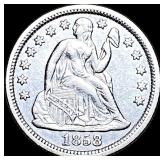 1858 Seated Liberty Dime NEARLY UNCIRCULATED