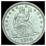 1858 Seated Liberty Quarter CHOICE AU