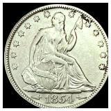 1854 ARROWS Seated Liberty Half Dollar LIGHTLY CIR