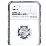 1943-D Wheat Cent NGC MS65