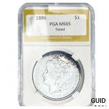 1886 Morgan Silver Dollar PGA MS65 Toned