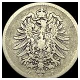 1876-F Germany Silver 1 Reichsmark NEARLY UNCIRCUL