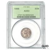 1888 Nickel Three Cent PCGS AU53