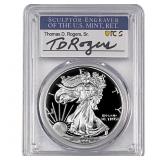 1999-P Silver Eagle PCGS PR70 DCAM Thomas D Rogers