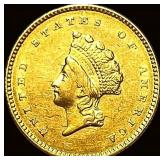 1854 Gold $1 Indian Head Type 2  NEARLY UNCIRCULA
