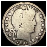 1897-S Silver Barber Quarter  NICELY CIRCULATED
