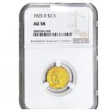 1925-D $2.50 Gold Quarter Eagle NGC AU58