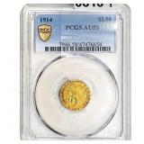 1914 $2.50 Gold Quarter Eagle PCGS AU58