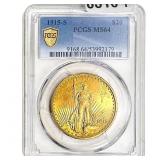 1915-S $20 Gold Double Eagle PCGS MS64