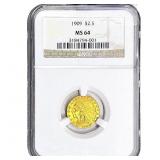 1909 $2.50 Gold Quarter Eagle NGC MS64