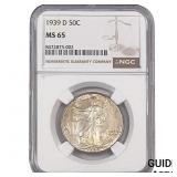 1939-D Walking Liberty Half Dollar NGC MS65