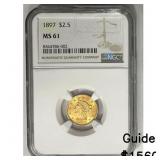 1897 $5 Gold Half Eagle NGC MS61