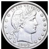 1903 Silver Barber Quarter NEARLY UNCIRCULATED