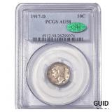 1917-D CAC Mercury Silver Dime PCGS AU58