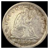 1854 Arrows Seated Liberty Silver Quarter NEARLY U