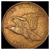 1857 Copper-Nickel Flying Eagle Cent NEARLY UNCIRC