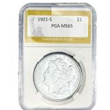 1921-S Morgan Silver Dollar PGA MS65