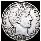 1913-D Silver Barber Half Dollar NEARLY UNCIRCULAT