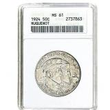 1924 Huguenot Half Dollar ANACS MS61