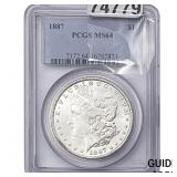 1887 Morgan Silver Dollar PCGS MS64