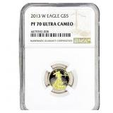 2013-W 1/10 OZ Gold Eagle $5 NGC PF70 Ultra Cameo