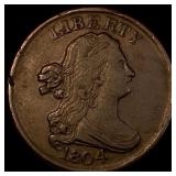 1804 Copper Half Cent Draped Bust NEARLY UNCIRCULA