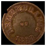 1863 Civil War Token - Not One Cent LIGHTLY CIRCUL