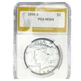 1934-S Silver Peace Dollar PGA MS64