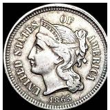 1865 Nickel Three-Cent Piece NEARLY UNCIRCULATED