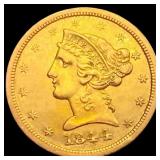 1844-O $5 Gold Half Eagle