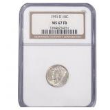 1941-D Mercury Silver Dime NGC MS67 FB