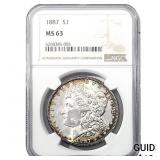 1887 Morgan Silver Dollar NGC MS63