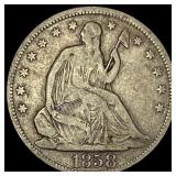 1858 Seated Liberty Half Dollar LIGHTLY CIRCULATE