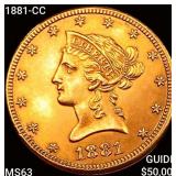 1881-CC $10 Gold Eagle CHOICE BU