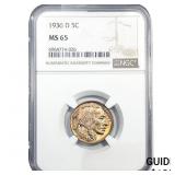 1936-D Buffalo Nickel NCG MS65