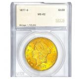 1877-S $20 Gold Double Eagle SEGS MS62