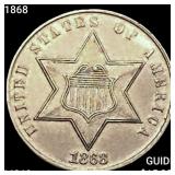 1868 Silver Three Cent CHOICE BU