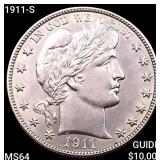 1911-S Barber Half Dollar CHOICE BU
