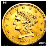1861 $2.50 Gold Quarter Eagle CHOICE BU