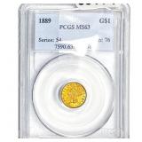 1889 Rare Gold Dollar PCGS MS63